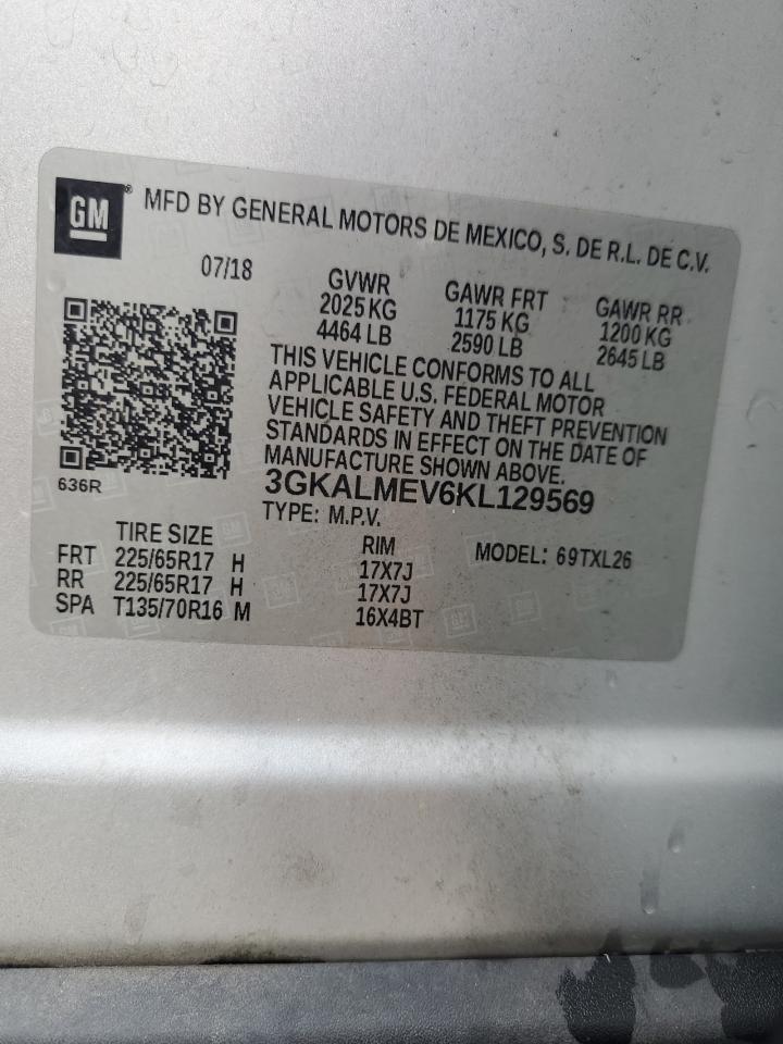 2019 GMC Terrain Sle VIN: 3GKALMEV6KL129569 Lot: 62880475