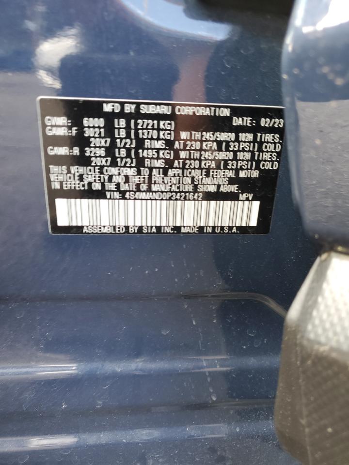 2023 Subaru Ascent Limited VIN: 4S4WMAND0P3421642 Lot: 63940775