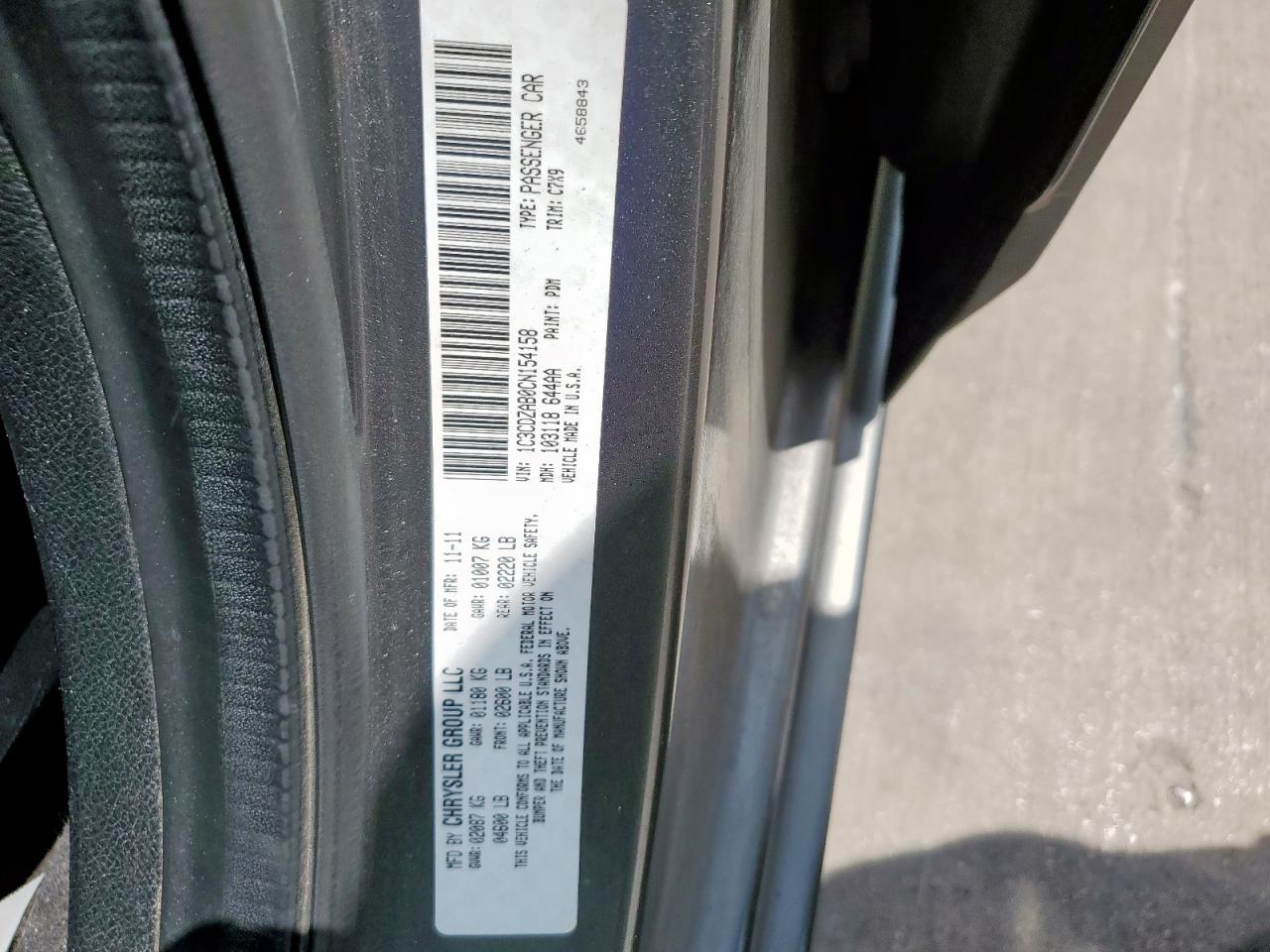 2012 Dodge Avenger Se VIN: 1C3CDZAB0CN154158 Lot: 63849505