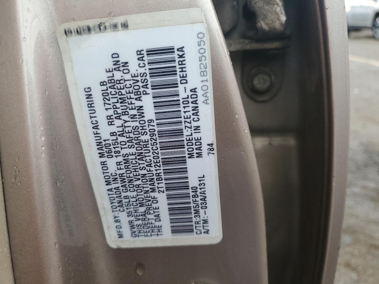 2t1br12e02c529079 2T1BR12E02C529079 2002 Toyota Corolla Ce