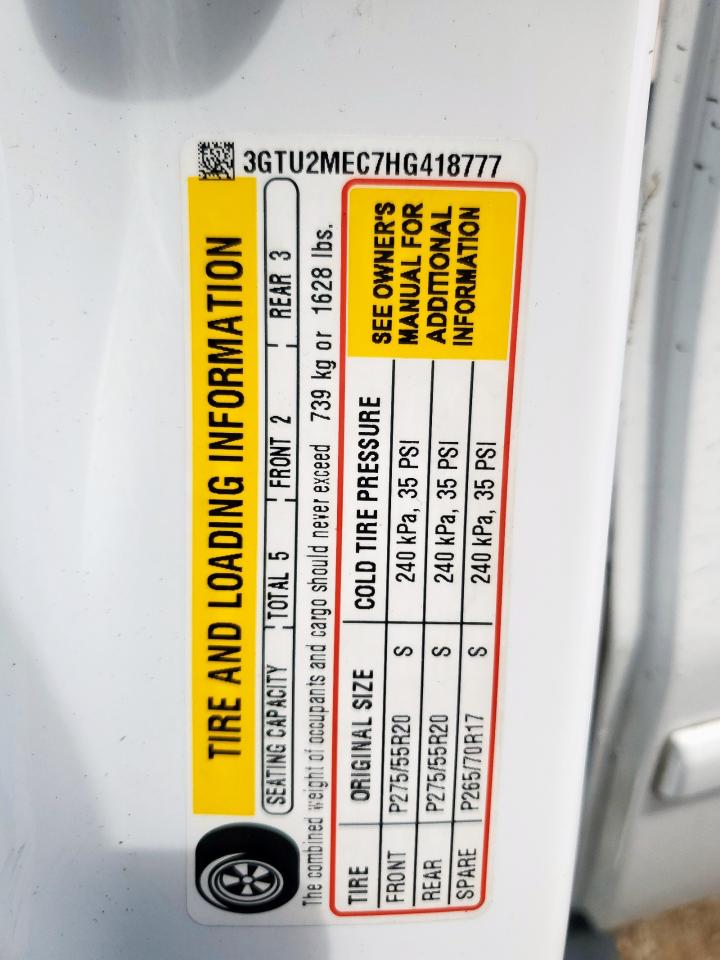 2017 GMC Sierra K1500 Sle VIN: 3GTU2MEC7HG418777 Lot: 66332385