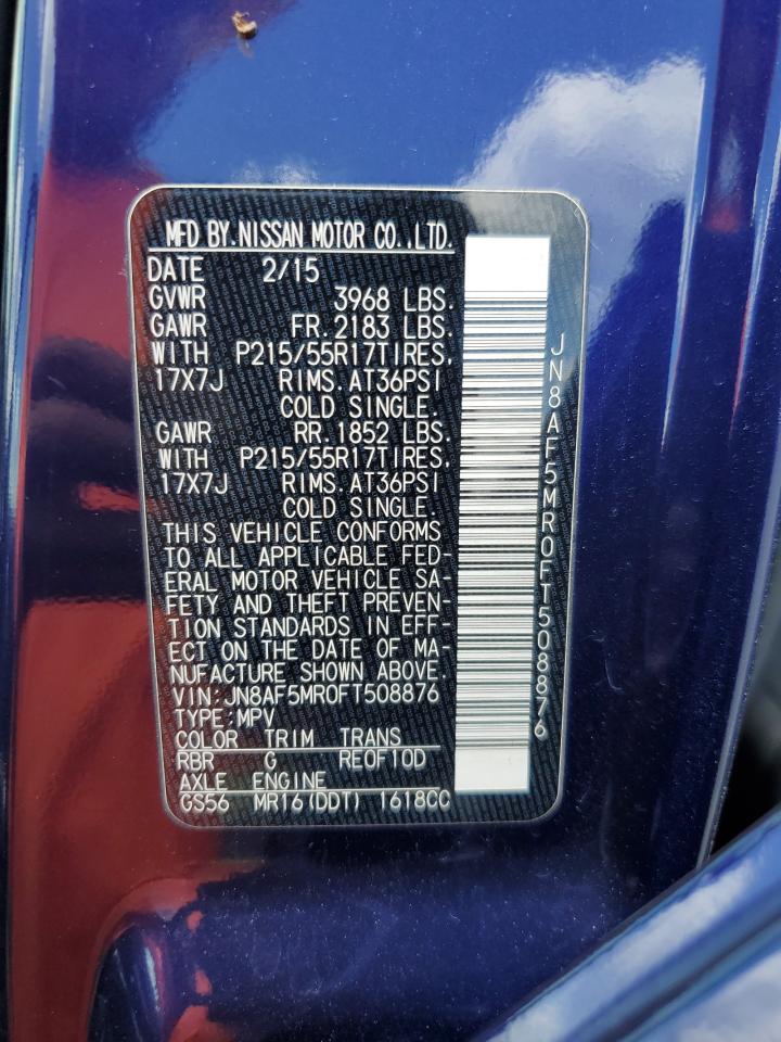 2015 Nissan Juke S VIN: JN8AF5MR0FT508876 Lot: 62928465