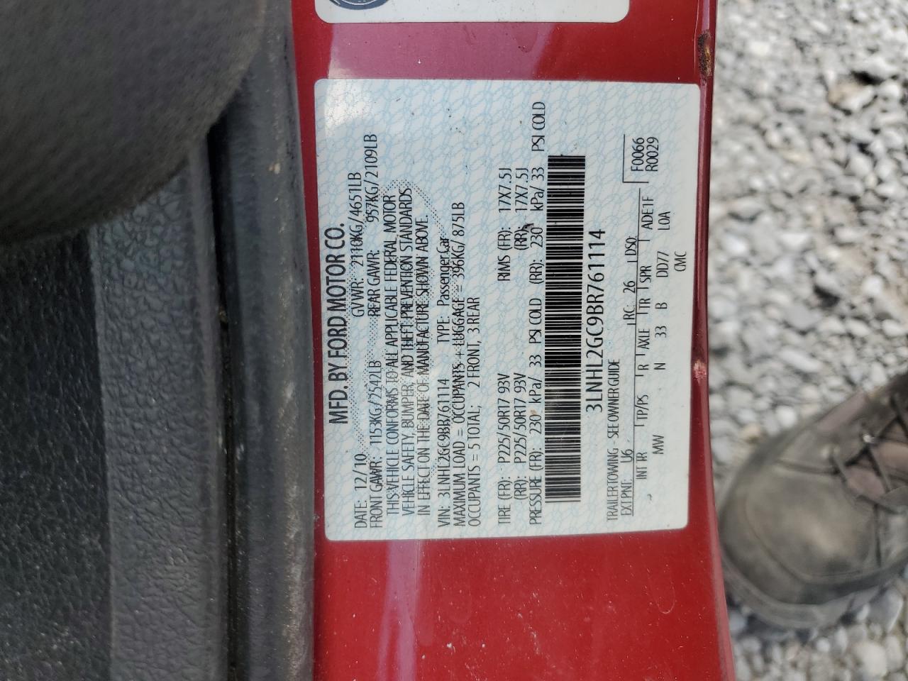 2011 Lincoln Mkz VIN: 3LNHL2GC9BR761114 Lot: 62852325