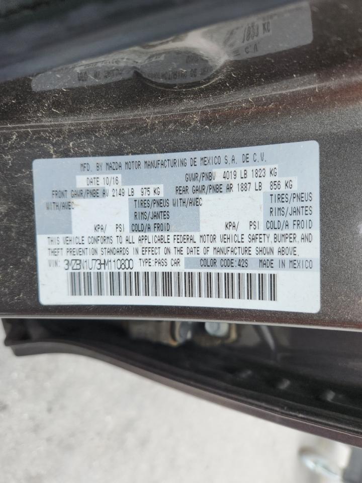 2017 Mazda 3 Sport VIN: 3MZBN1U73HM110800 Lot: 63833155