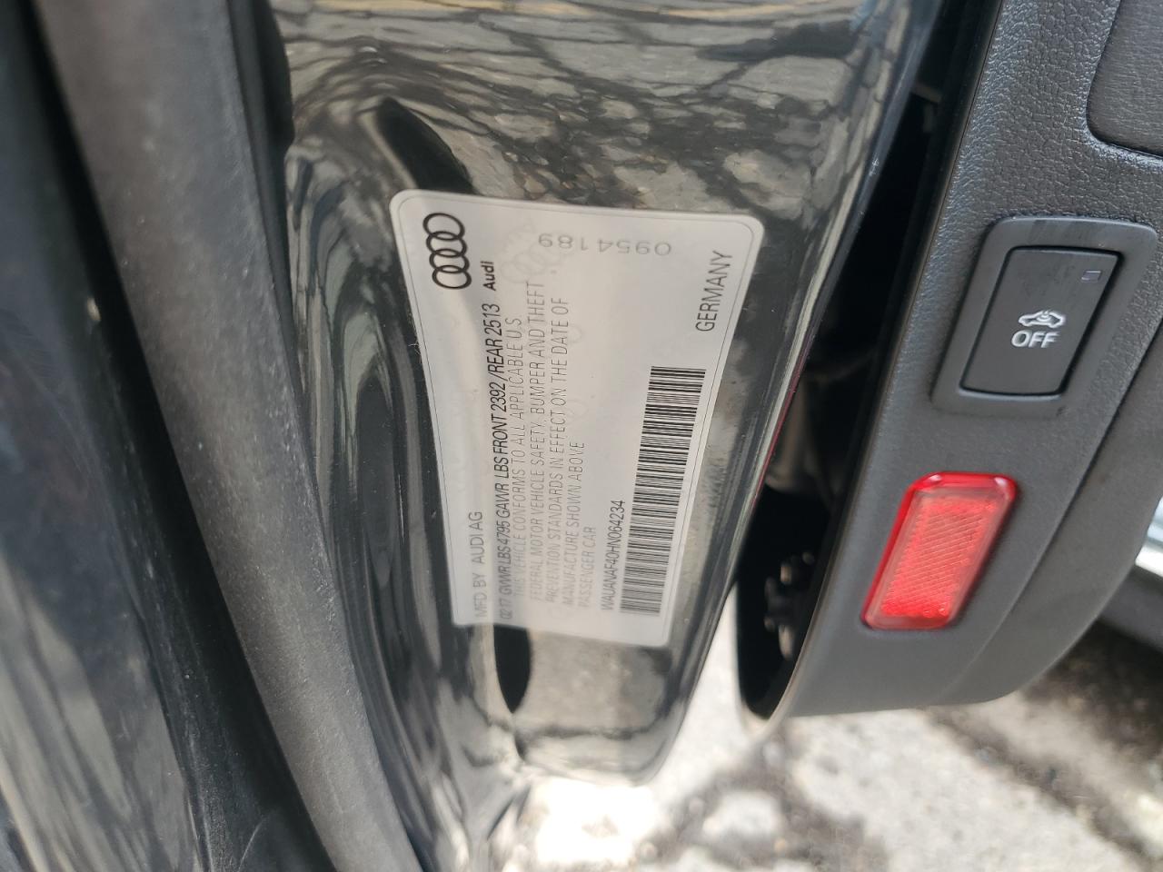 2017 Audi A4 Premium VIN: WAUANAF40HN064234 Lot: 63580685