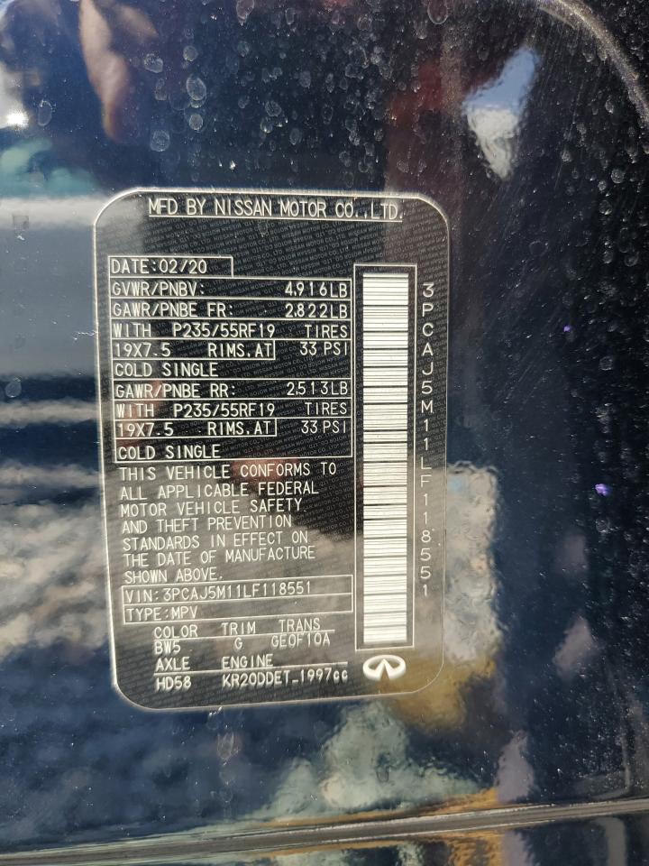 2020 Infiniti Qx50 Pure VIN: 3PCAJ5M11LF118551 Lot: 63220285