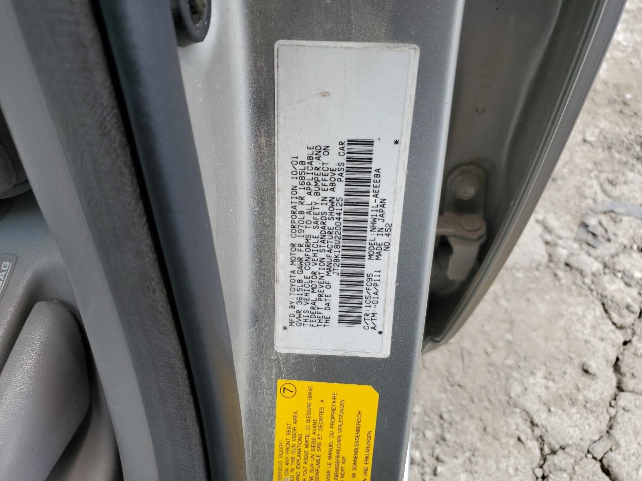 2002 Toyota Prius VIN: JT2BK18U220044125 Lot: 63137915
