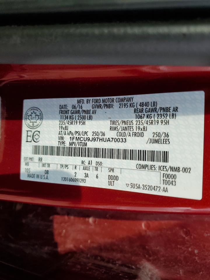 1FMCU9J97HUA70033 FORD ESCAPE 2017