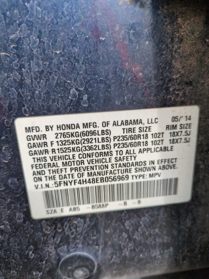 2014 Honda Pilot Ex VIN: 5FNYF4H48EB056969 Lot: 81614215