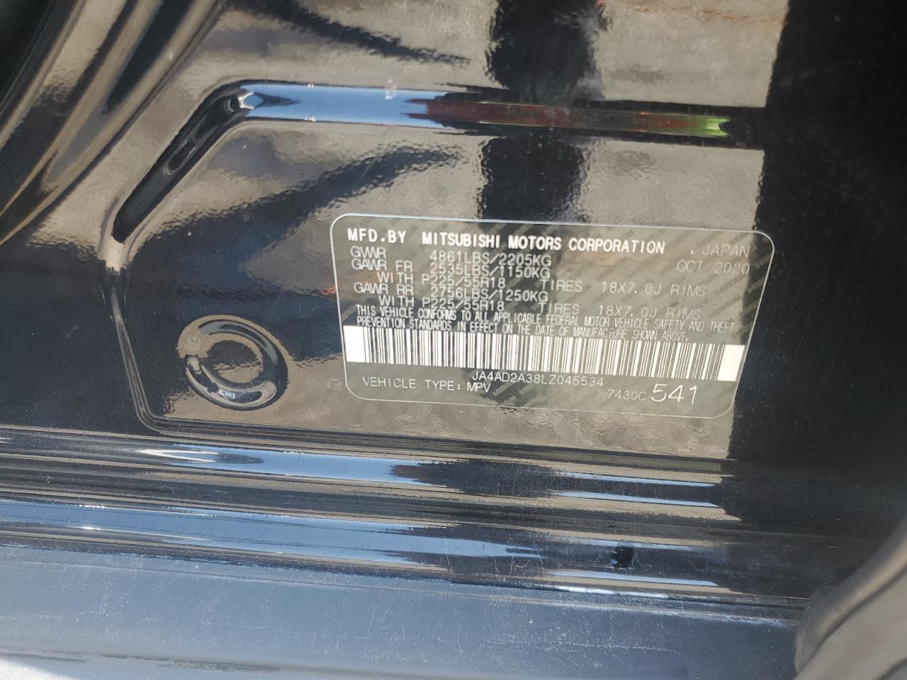 2020 Mitsubishi Outlander Es VIN: JA4AD2A38LZ045534 Lot: 65544115