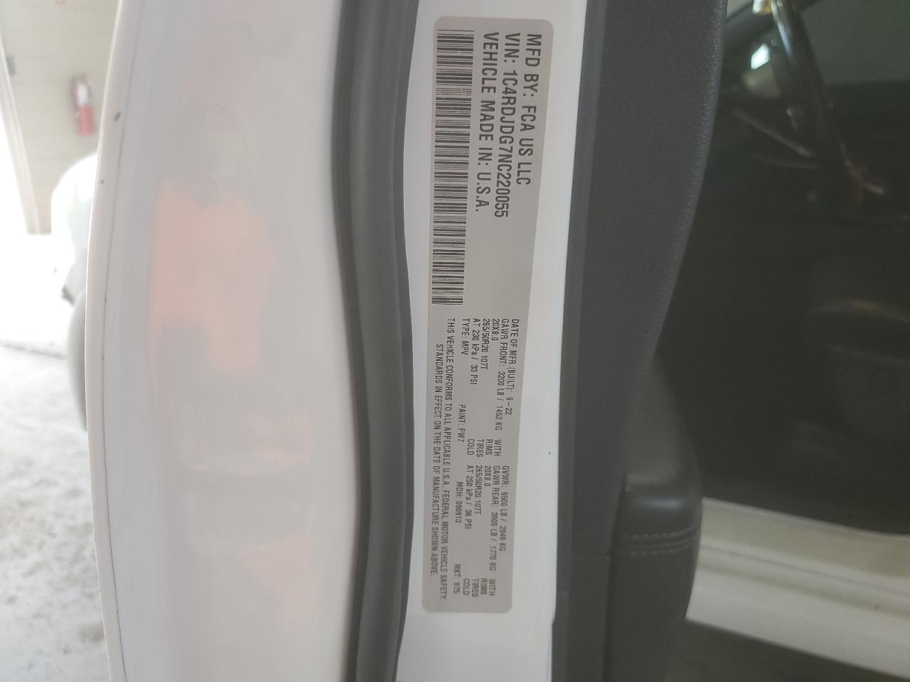 2022 Dodge Durango Gt VIN: 1C4RDJDG7NC220055 Lot: 63857645