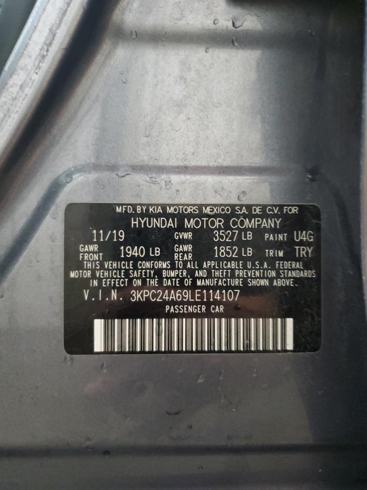 2020 Hyundai Accent Se VIN: 3KPC24A69LE114107 Lot: 66610185