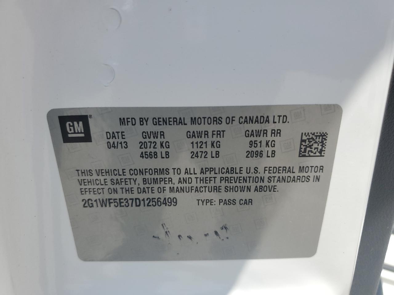 2013 Chevrolet Impala Ls VIN: 2G1WF5E37D1256499 Lot: 64046055