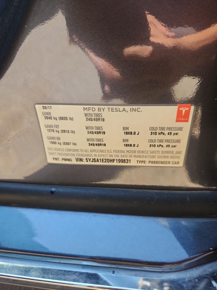 2017 Tesla Model S VIN: 5YJSA1E20HF199831 Lot: 64727045
