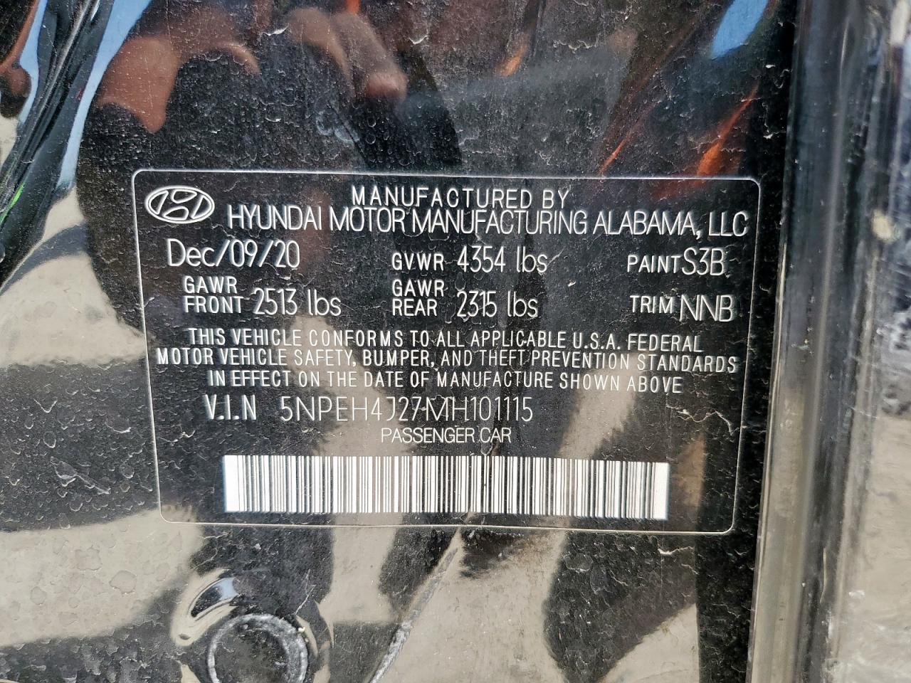 2021 Hyundai Sonata Limited VIN: 5NPEH4J27MH101115 Lot: 62790595