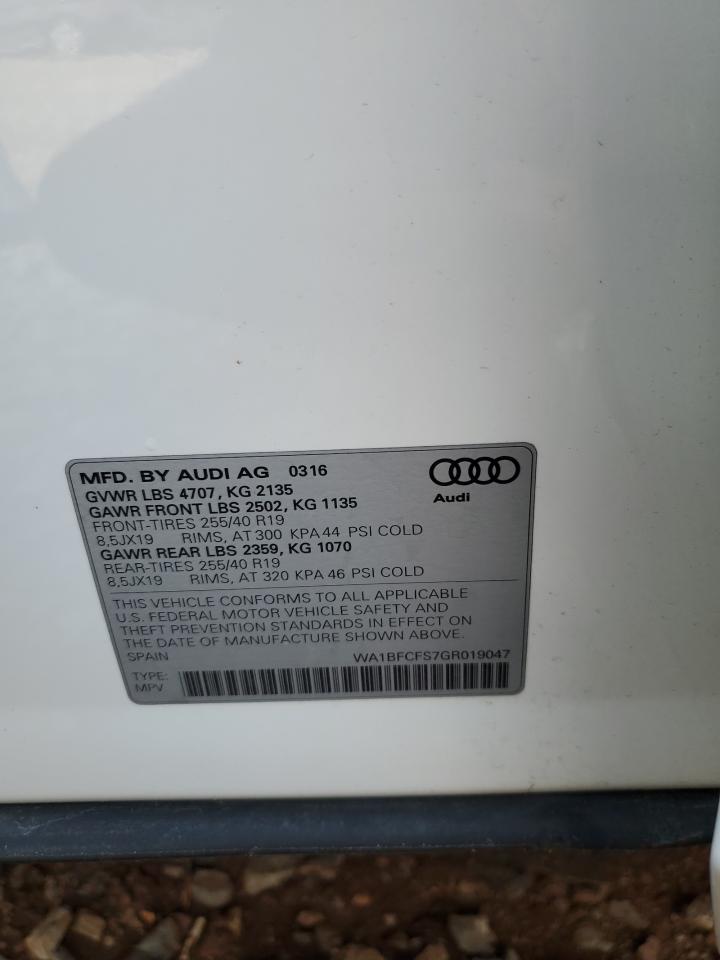 2016 Audi Q3 Premium Plus VIN: WA1BFCFS7GR019047 Lot: 64662245