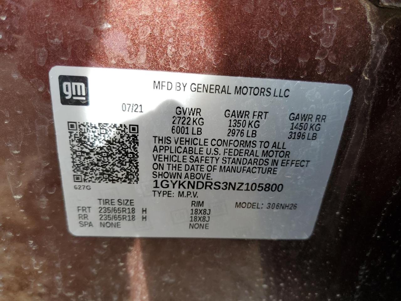 2022 Cadillac Xt5 Premium Luxury VIN: 1GYKNDRS3NZ105800 Lot: 66484875