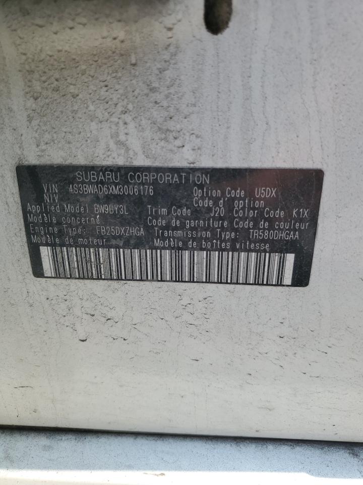 2021 Subaru Legacy Premium VIN: 4S3BWAD6XM3006176 Lot: 63248045