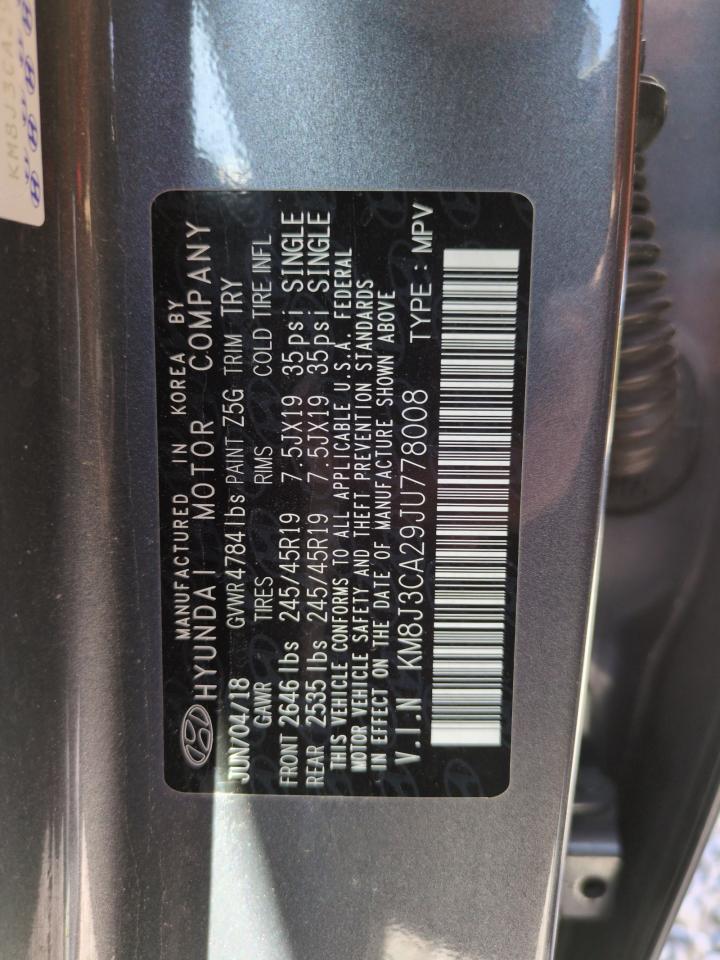 KM8J3CA29JU778008 2018 Hyundai Tucson Value