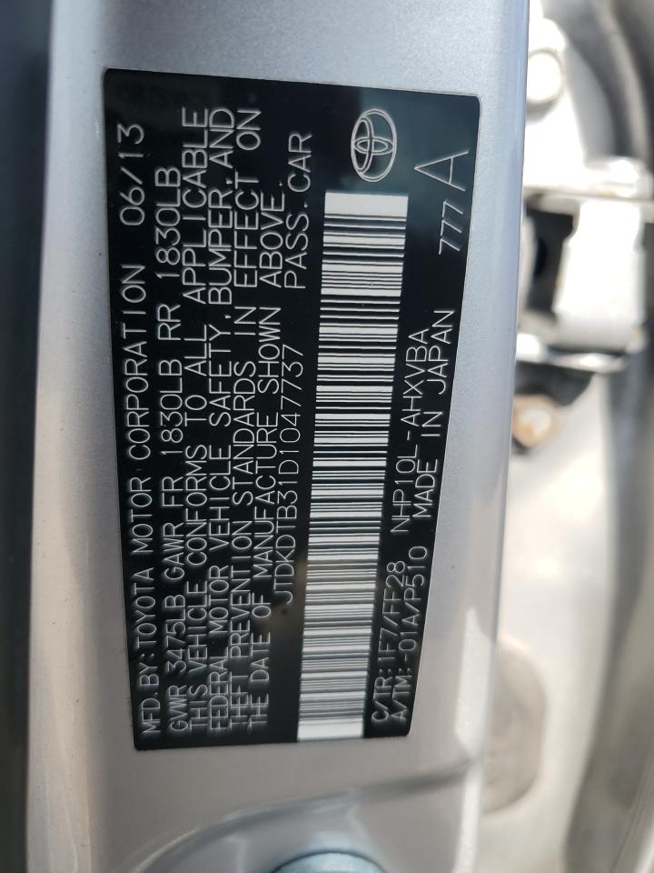 2013 Toyota Prius C VIN: JTDKDTB31D1047737 Lot: 62526675