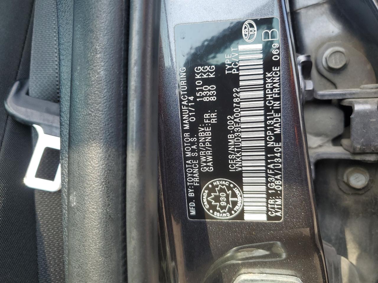 2014 Toyota Yaris VIN: VNKKTUD33EA007822 Lot: 64174445
