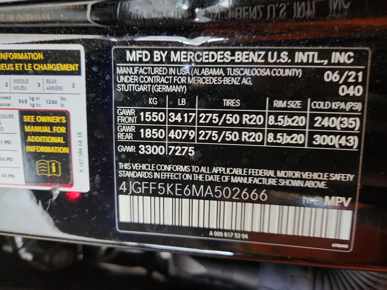 2021 Mercedes-Benz Gls 450 4Matic VIN: 4JGFF5KE6MA502666 Lot: 63452005