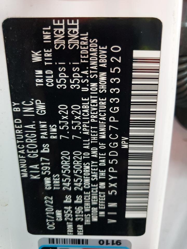 2023 Kia Telluride Sx VIN: 5XYP5DGC7PG333520 Lot: 64195305