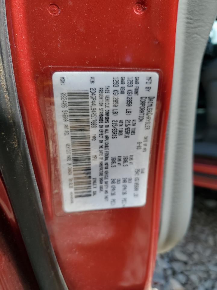 2004 Dodge Grand Caravan Sxt VIN: 2D4GP44L94R517088 Lot: 65263365