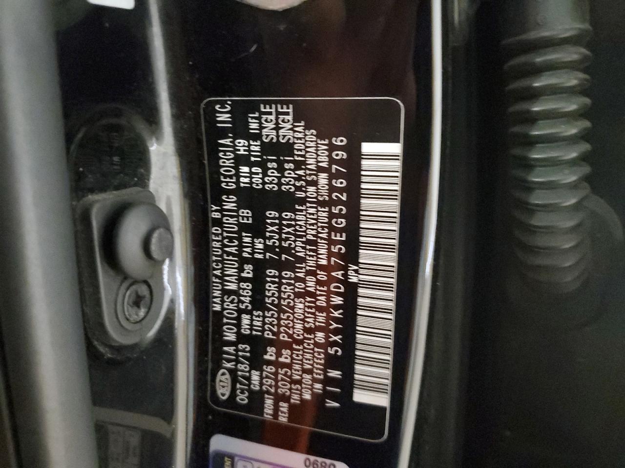 2014 Kia Sorento Sx VIN: 5XYKWDA75EG526796 Lot: 65464425