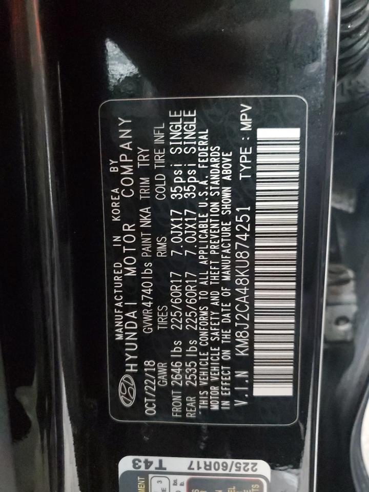 2019 Hyundai Tucson Se VIN: KM8J2CA48KU874251 Lot: 64520305