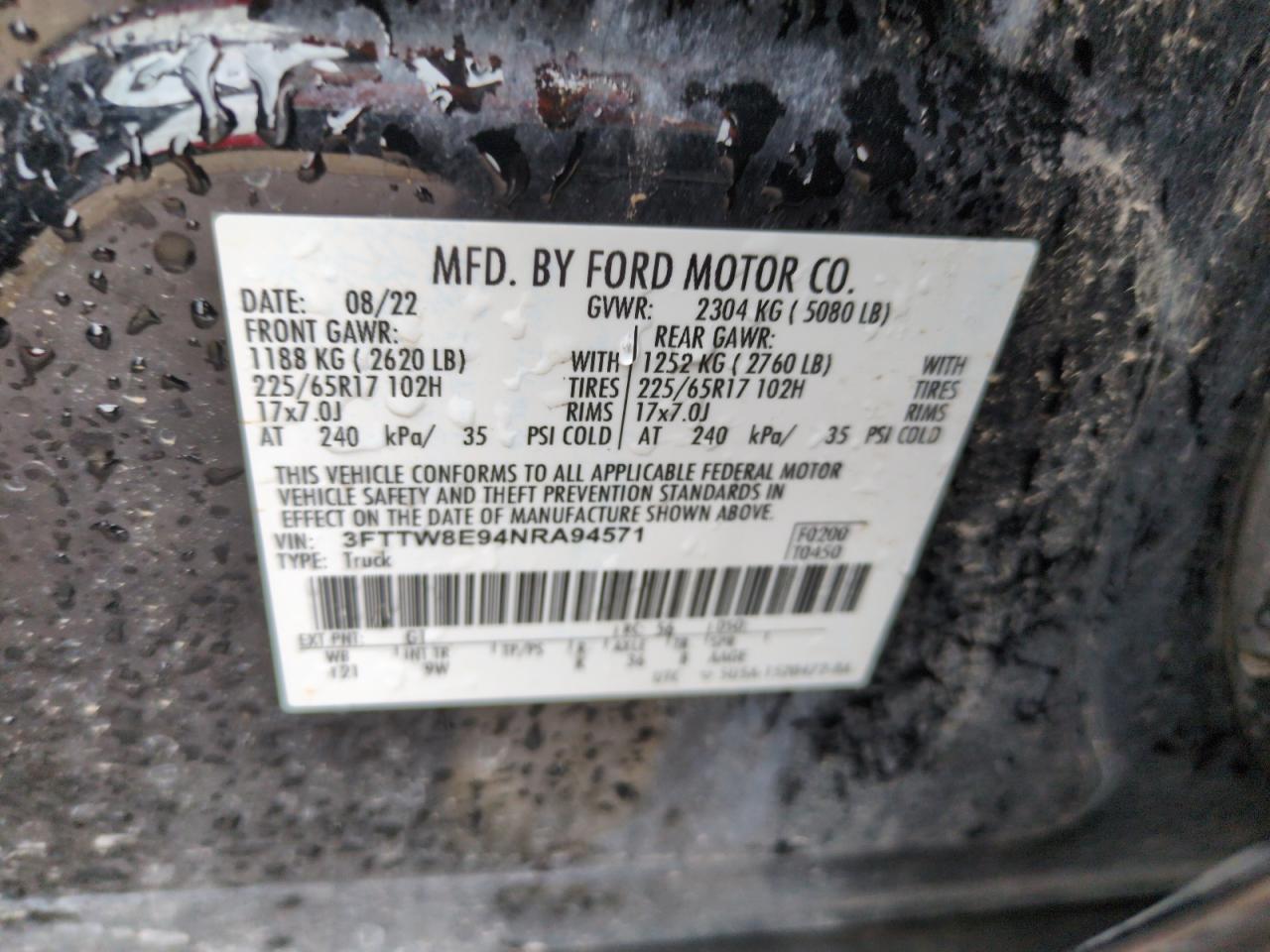 2022 Ford Maverick Xl VIN: 3FTTW8E94NRA94571 Lot: 66840095