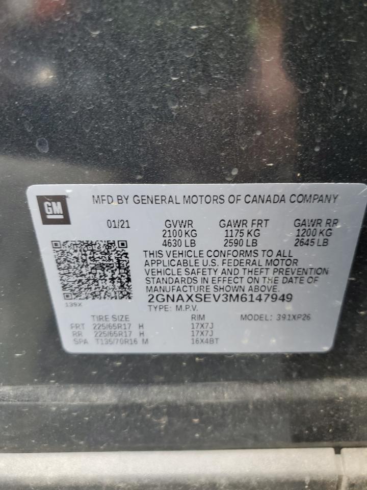 2021 Chevrolet Equinox Ls VIN: 2GNAXSEV3M6147949 Lot: 65066215