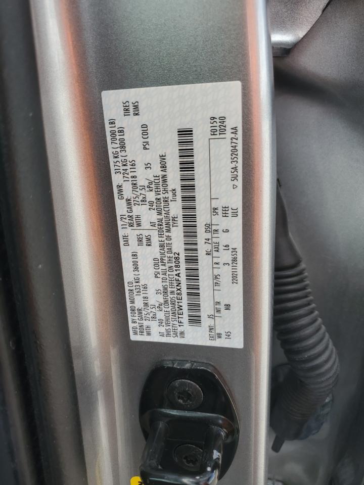 2022 Ford F150 Supercrew VIN: 1FTEW1E8XNFA18082 Lot: 65202905