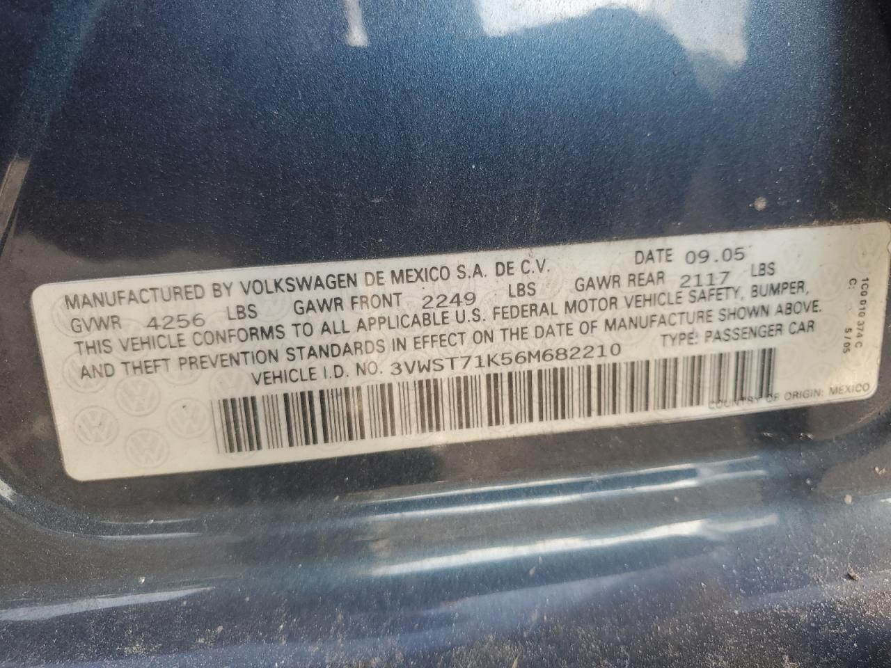 2006 Volkswagen Jetta Tdi Option Package 1 VIN: 3VWST71K56M682210 Lot: 62520615
