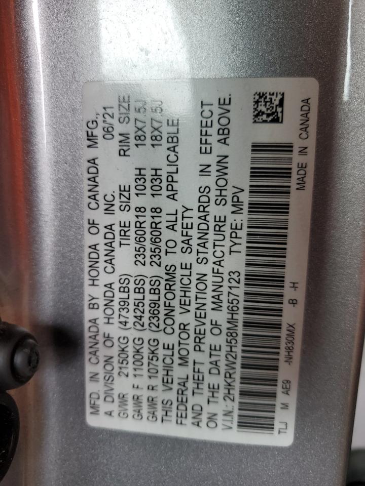 2021 Honda Cr-V Ex VIN: 2HKRW2H58MH657123 Lot: 64487955
