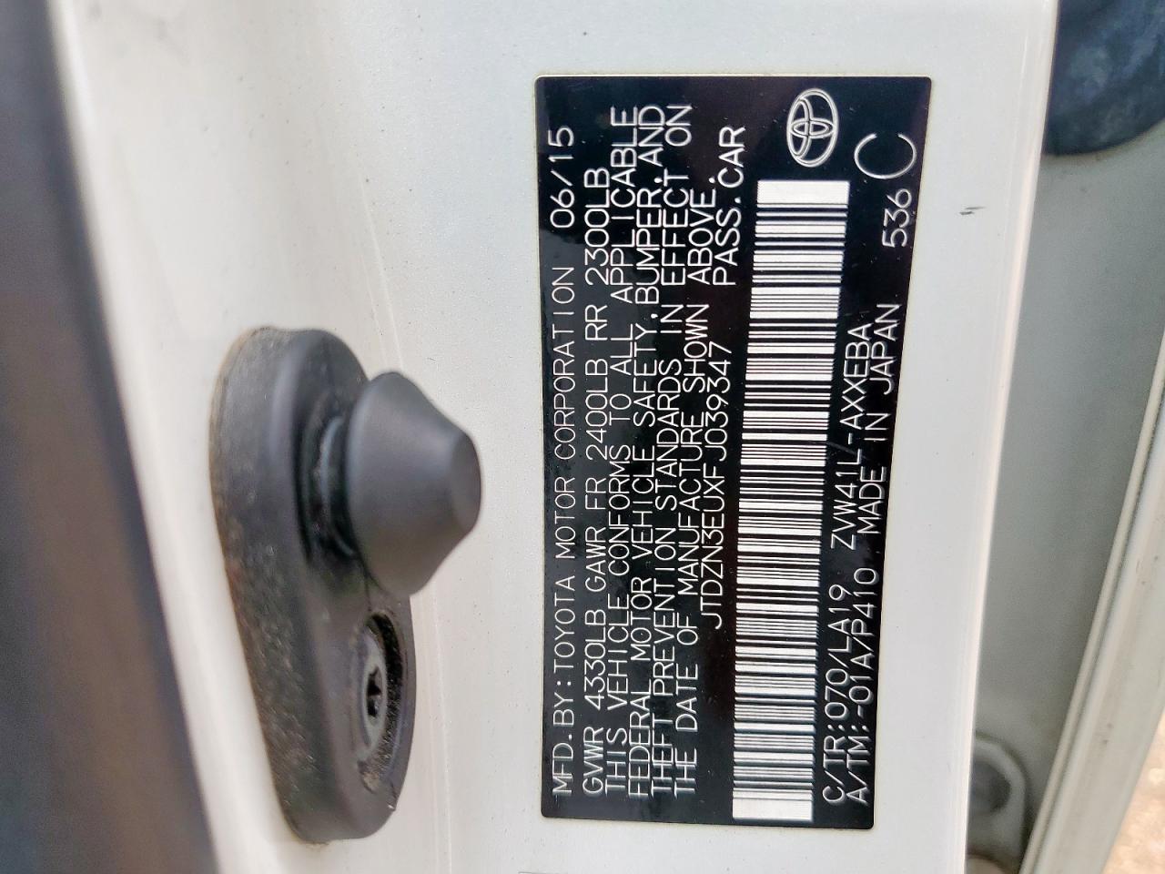 2015 Toyota Prius V VIN: JTDZN3EUXFJ039347 Lot: 65562855
