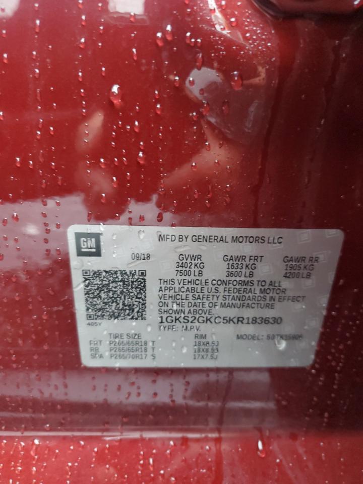 2019 GMC Yukon Xl K1500 Slt VIN: 1GKS2GKC5KR183630 Lot: 63480065