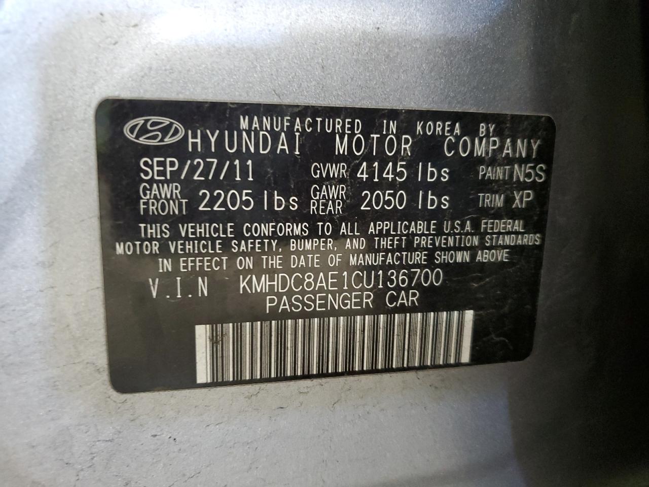 2012 Hyundai Elantra Touring Gls VIN: KMHDC8AE1CU136700 Lot: 63186275