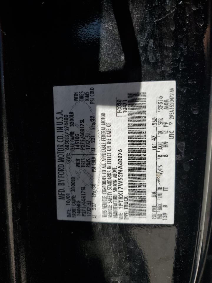 2002 Ford F150 VIN: 1FTRX17W52NA48876 Lot: 64496265