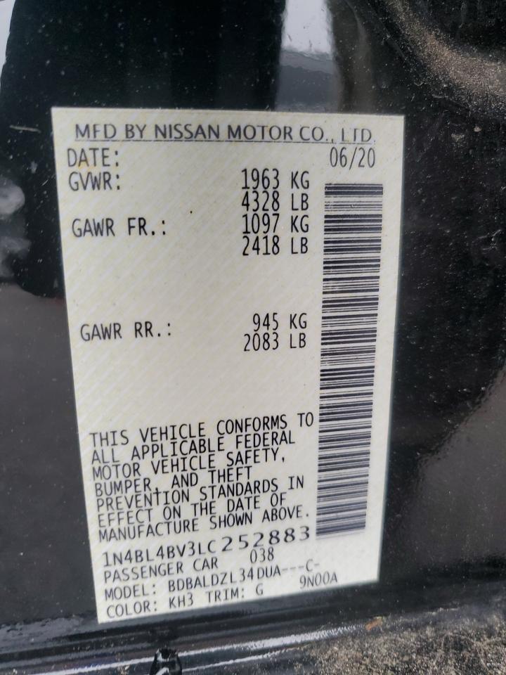 2020 Nissan Altima S VIN: 1N4BL4BV3LC252883 Lot: 64293805