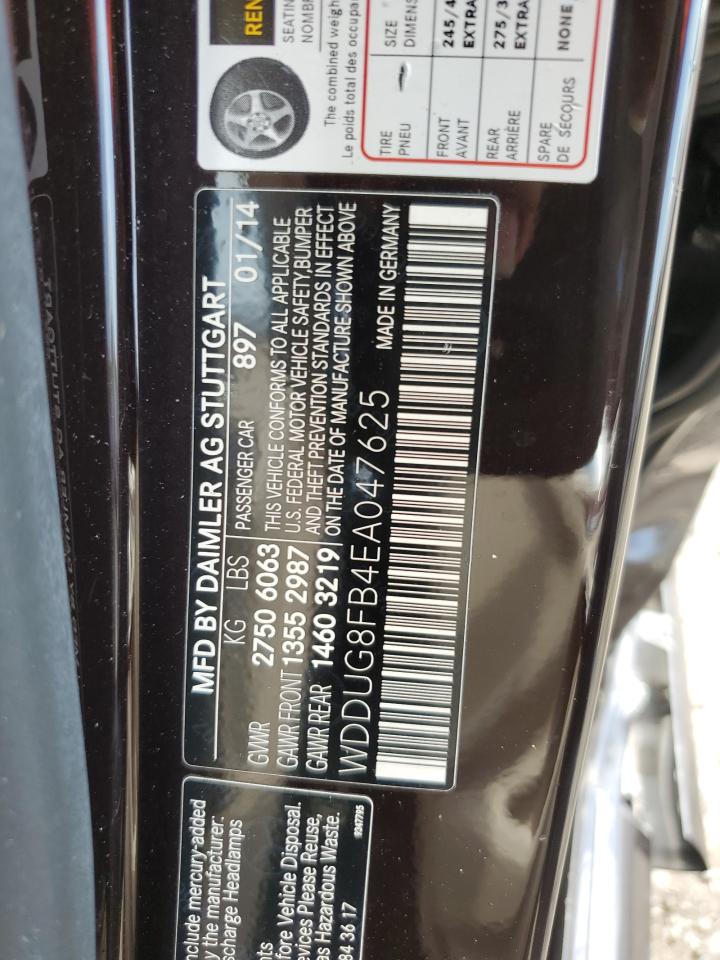 2014 Mercedes-Benz S 550 4Matic VIN: WDDUG8FB4EA047625 Lot: 63053625