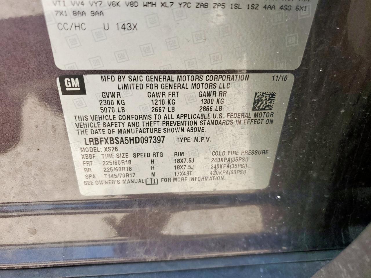 2017 Buick Envision Essence VIN: LRBFXBSA5HD097397 Lot: 64132975