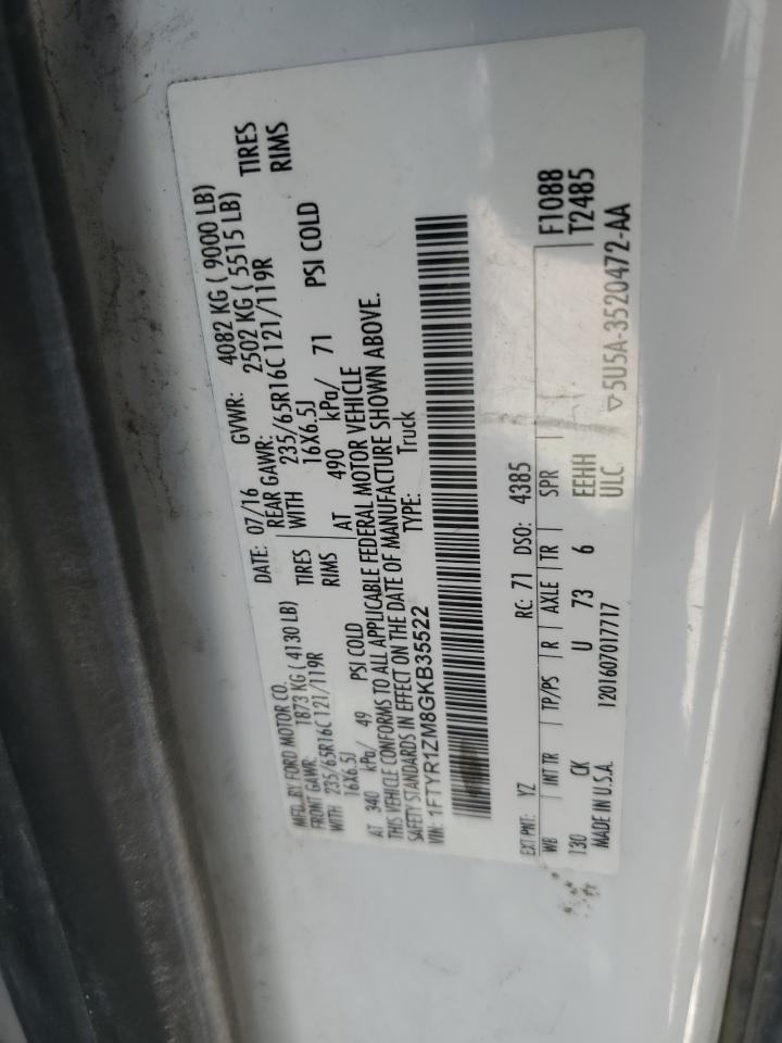 1FTYR1ZM8GKB35522 FORD TRANSIT 2016