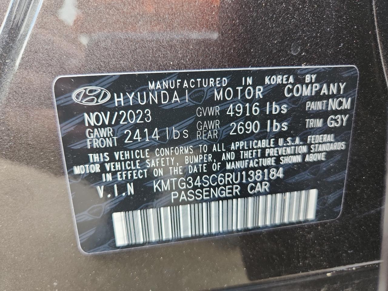 2024 Genesis G70 Base VIN: KMTG34SC6RU138184 Lot: 65785595