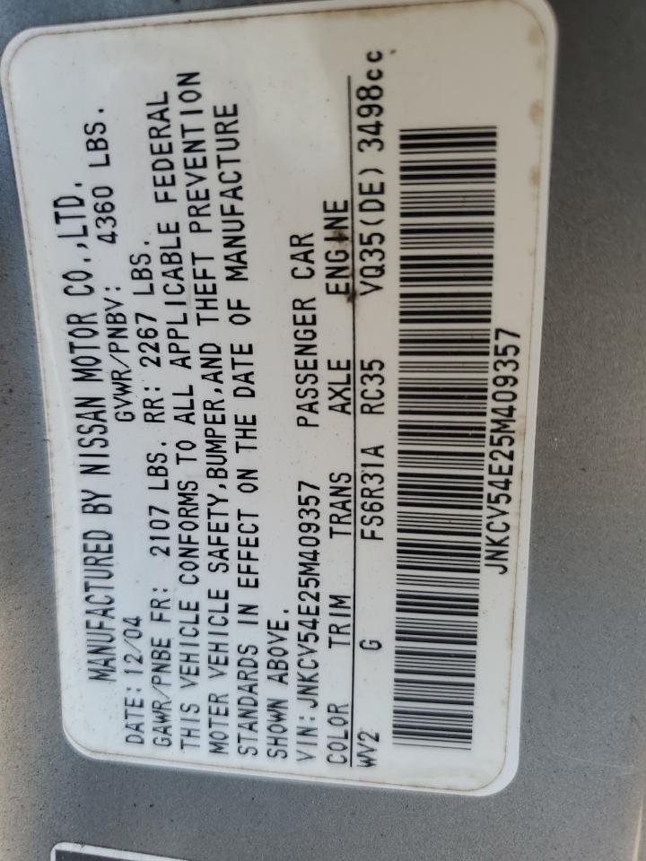 2005 Infiniti G35 VIN: JNKCV54E25M409357 Lot: 62896295