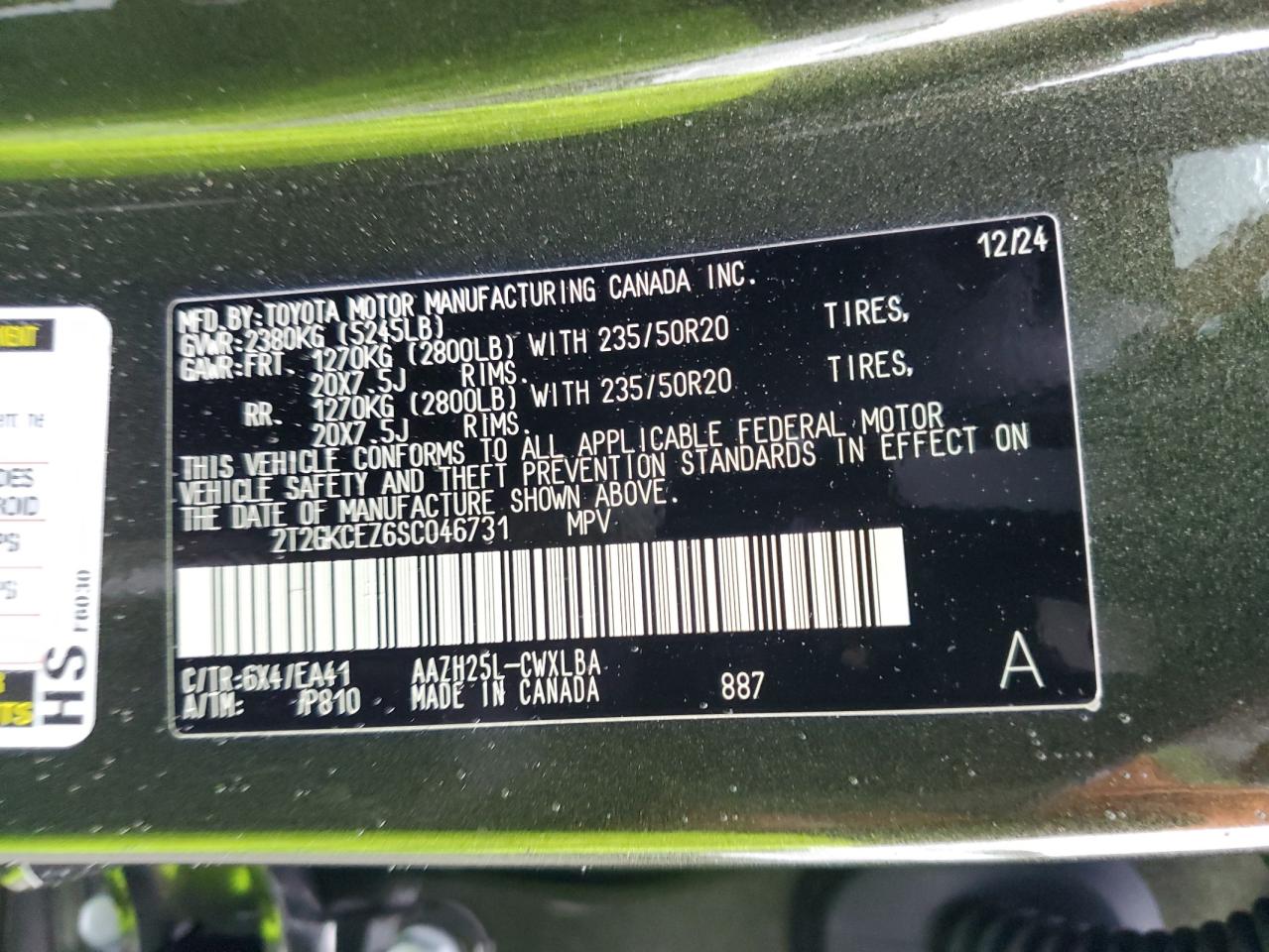2025 Lexus Nx 350H Base VIN: 2T2GKCEZ6SC046731 Lot: 64539535