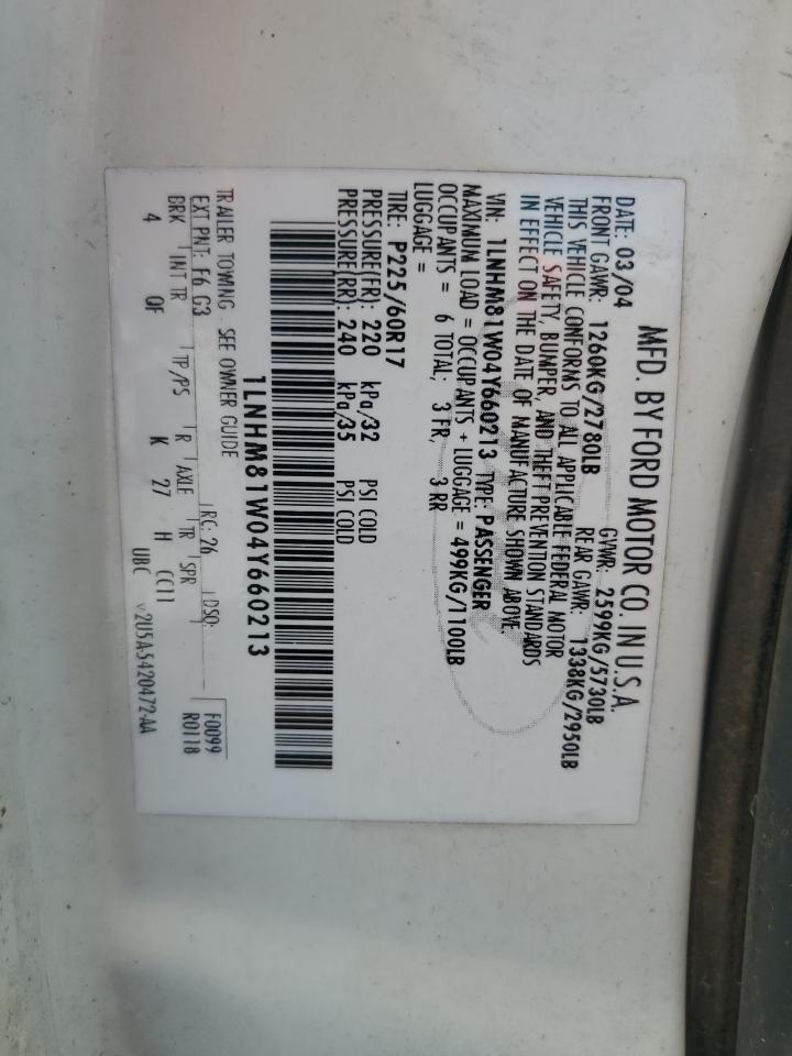 2004 Lincoln Town Car Executive VIN: 1LNHM81W04Y660213 Lot: 63283005