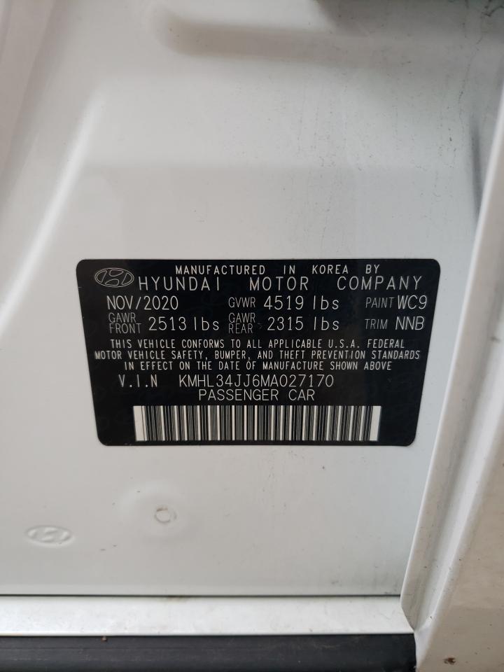 2021 Hyundai Sonata Hybrid VIN: KMHL34JJ6MA027170 Lot: 64727285
