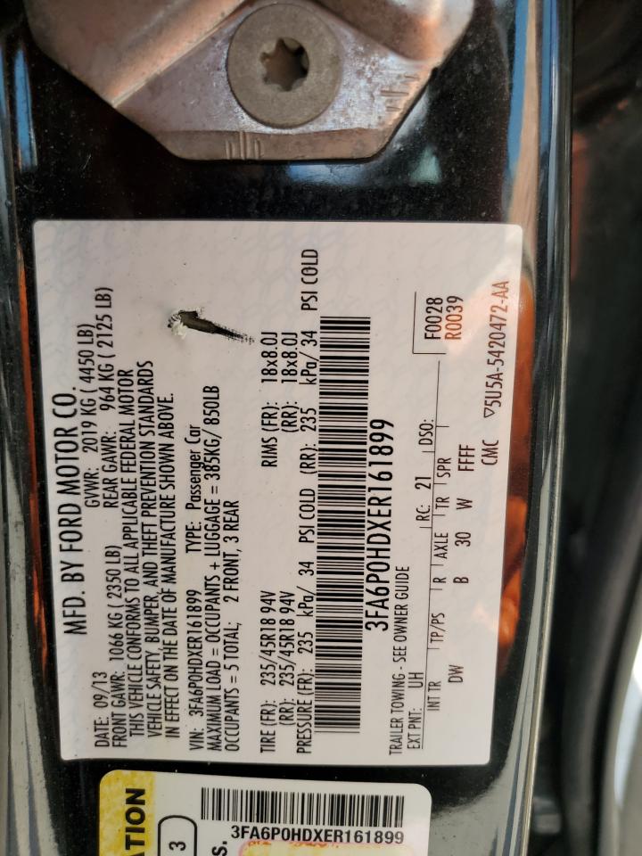 2014 Ford Fusion Se VIN: 3FA6P0HDXER161899 Lot: 65074915