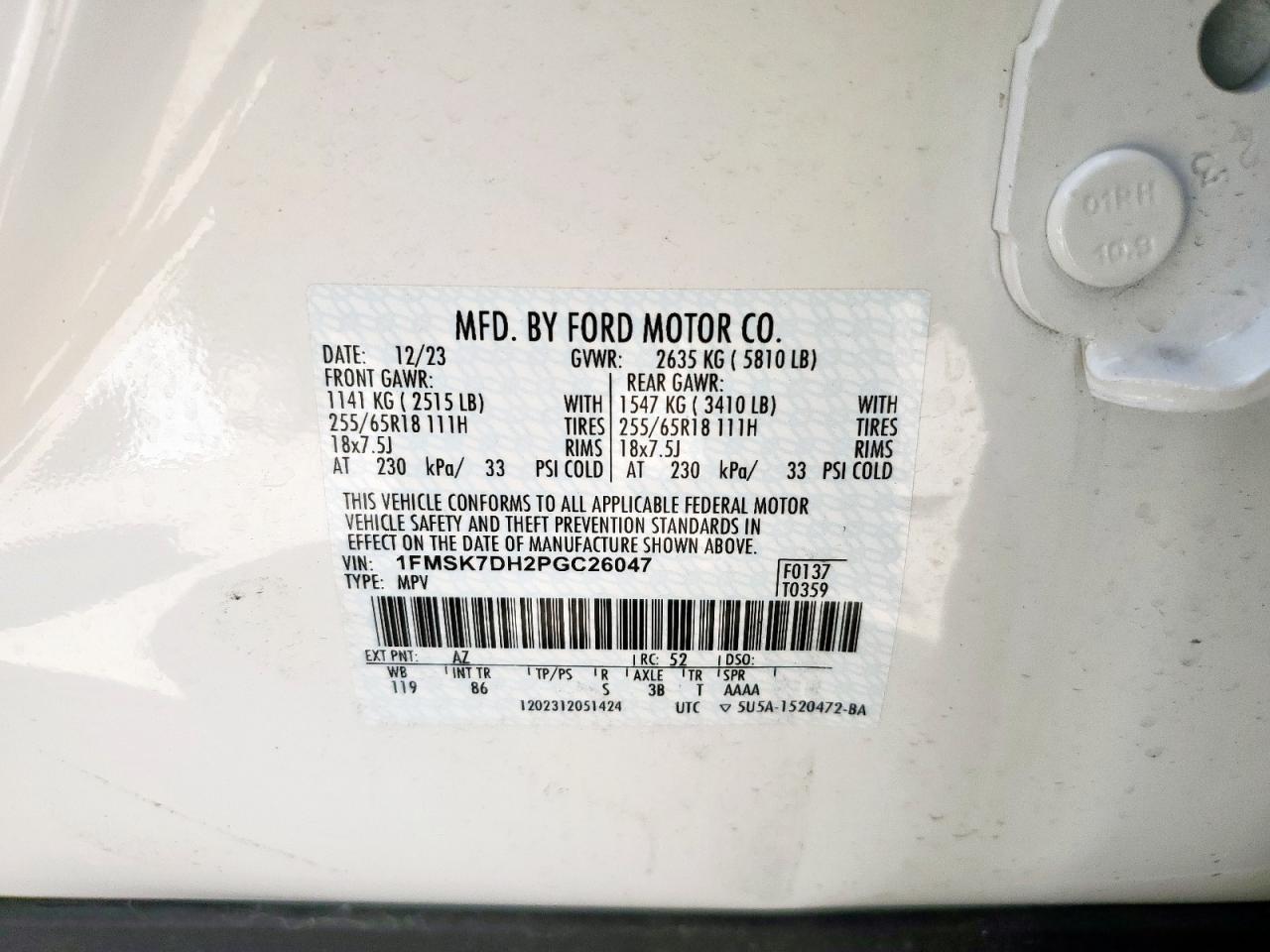 1FMSK7DH2PGC26047 FORD EXPLORER 2023